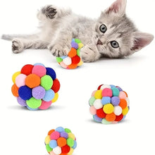 Load image into Gallery viewer, 3PCS Cat Toys Cat Plush Ball Toy Pet Elastic Bell Ball Self Hi Ball Playing Cat Colorful Woolen Ball
